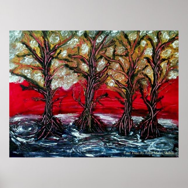 Poster Impression de "Four Trees" par Mahri Shelto (Devant)