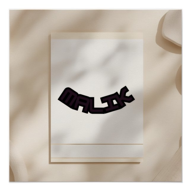 Poster Impression de nom moderne Malik – Typographie mini (Devant)