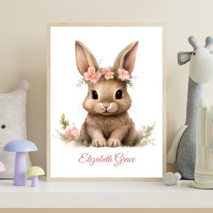 Poster Impression de nurserie de lapin bébé personnalisé 