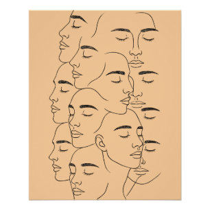 Poster Impression de visages qui se chevauchent, Art en l