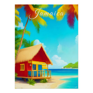 Poster Impression de voyage de cabane de plage Jamaïcaine