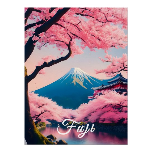 Poster Impression de voyage Fleur de Cerisier Mont Fuji J (Devant)