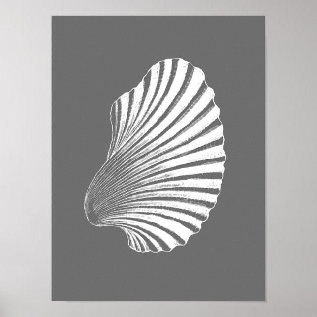 Poster Impression, gris/gris et blanc sur le bloc de coqu (Devant)