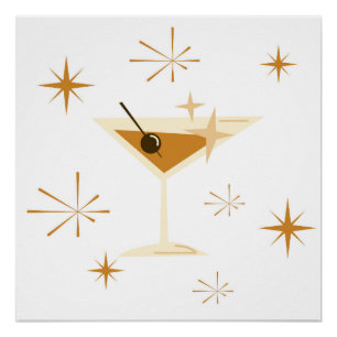 Poster Impression Martini atomique du milieu du siècle