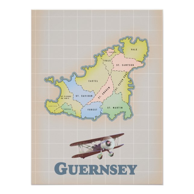 Poster Impression sur toile d'une carte ancienne de Guern (Devant)