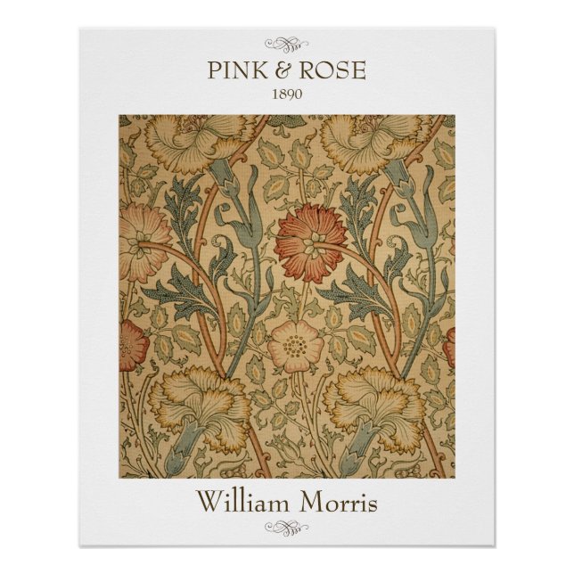 Poster Impression sur toile florale rose et rose William  (Devant)