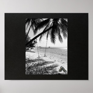 Poster imprimable Mur tropical noir et blanc
