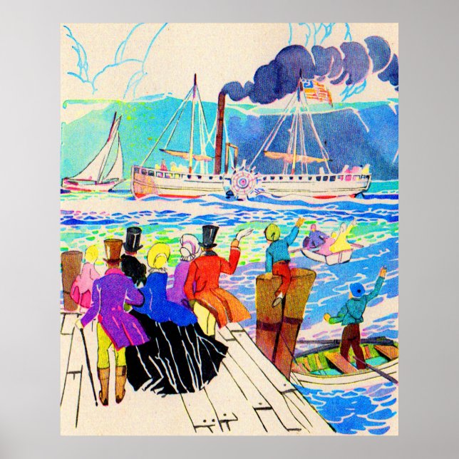 Poster imprimé de course de yachts du 19e siècle (Devant)