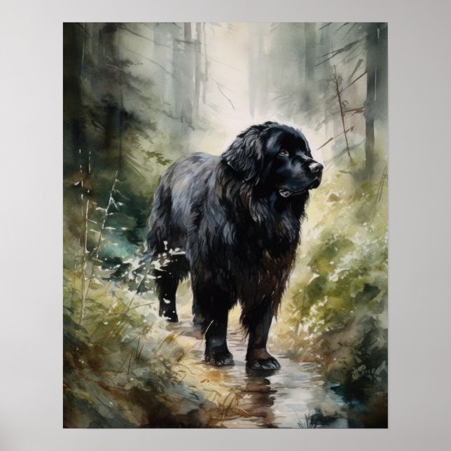 Poster imprimé de l'art chien de Terre-Neuve (Devant)