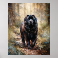 Poster imprimé de l'art chien de Terre-Neuve