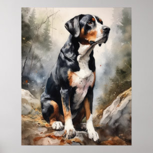 Poster imprimé de l'art du chien de montagne de la