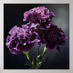 Poster imprimé d'oeillets violets
