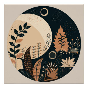 Poster imprimé Floral Moderne Boho Moon