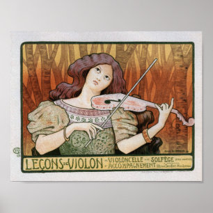 Poster imprimé : Leçons de violon par Paul Berthon