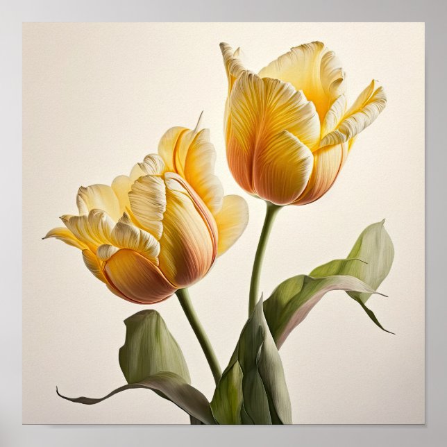 Poster imprimé Tulipes Jaunes (Devant)