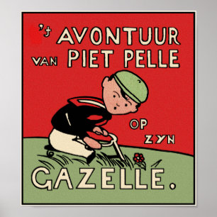 Poster Imprimer : Aventures à vélo de Piet Pelle