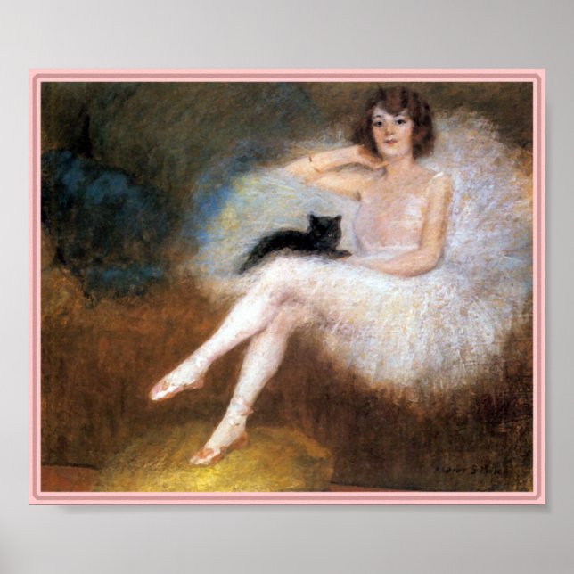 Poster Imprimer : Ballerina et chat noir (Devant)