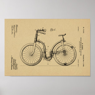 Poster Imprimer Brevet de bicyclette Vintage 1902