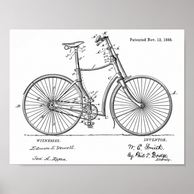 Poster Imprimer Brevet de vélo Vintage 1888 (Devant)