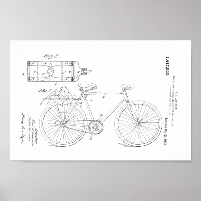 Poster Imprimer Brevet de vélo Vintage 1922 (Devant)
