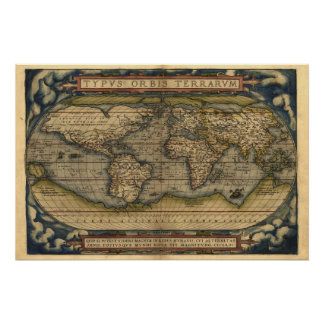Poster Imprimer la carte Atlas du monde vintage