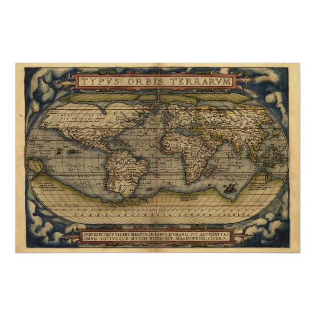 Poster Imprimer la carte Atlas du monde vintage (Devant)