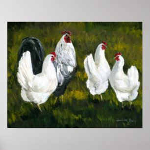 Poster Imprimer l'art "Rooster & Poules"