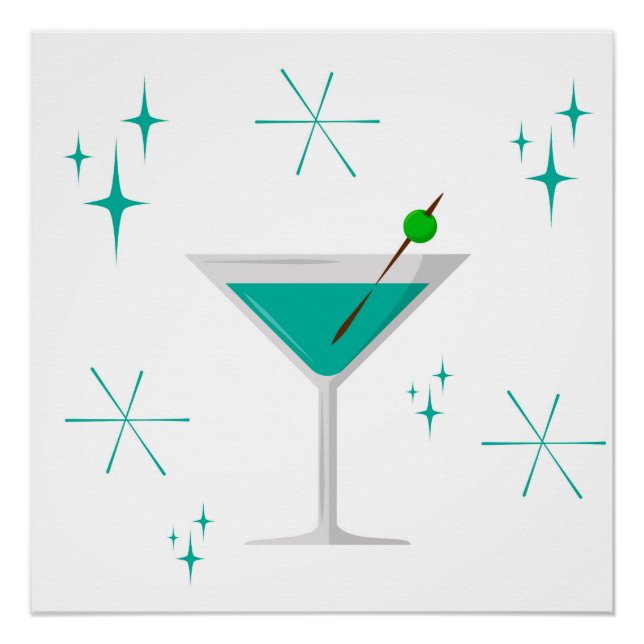 Poster Imprimerie de Martini atomique du milieu du siècle (Devant)