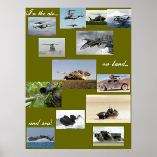 Poster In the air on land and by sea