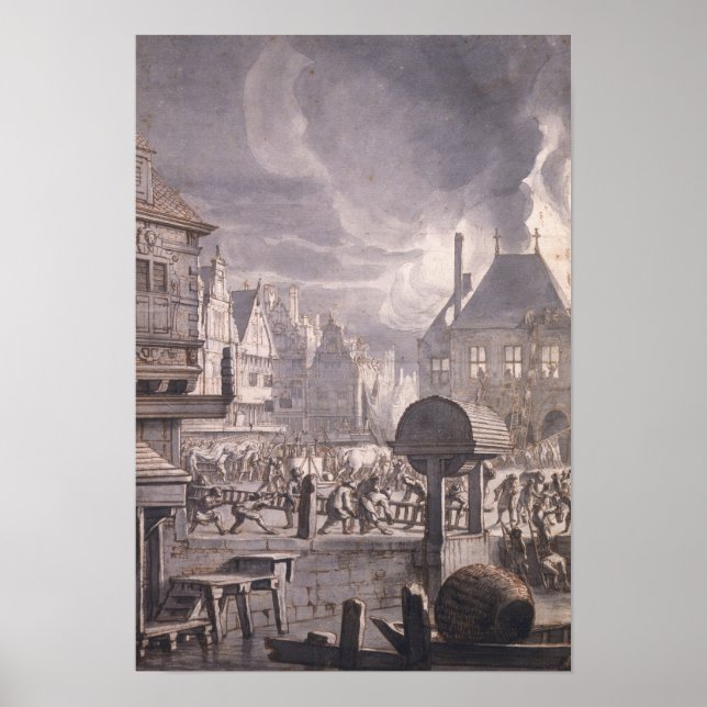 Poster Incendie à l'hôtel de ville d'Amsterdam (Devant)