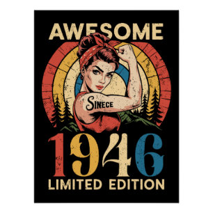 Poster Incroyable depuis 1946 Rétro 80 ans Anniversaire F
