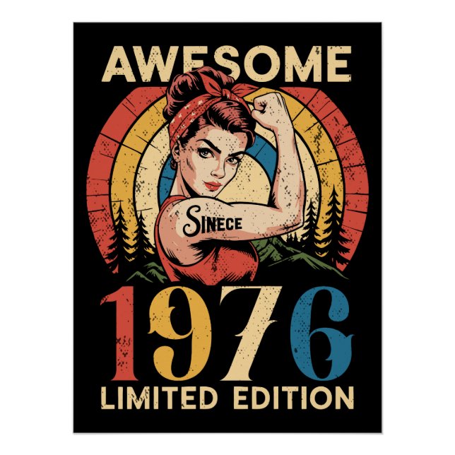 Poster Incroyable depuis 1976 50e anniversaire femme Vint (Devant)