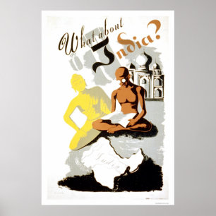 Poster Inde Bouddha Gandhi 1941 WPA