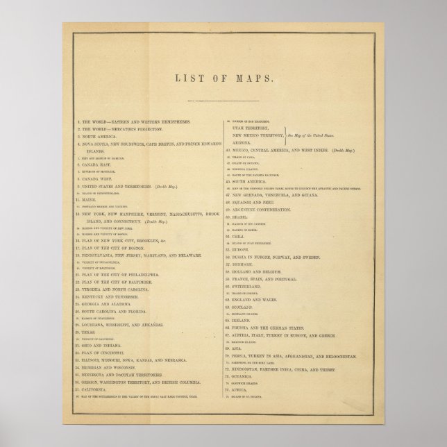 Poster Index New general atlas (Devant)
