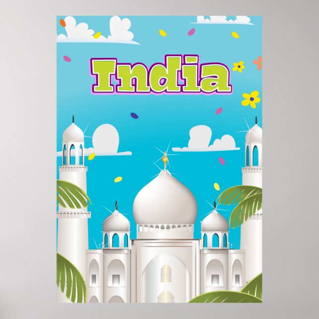 Poster India Cartoon Travel print. (Devant)