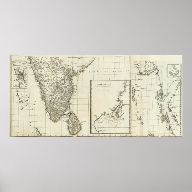 Poster India Engraved Map (Devant)