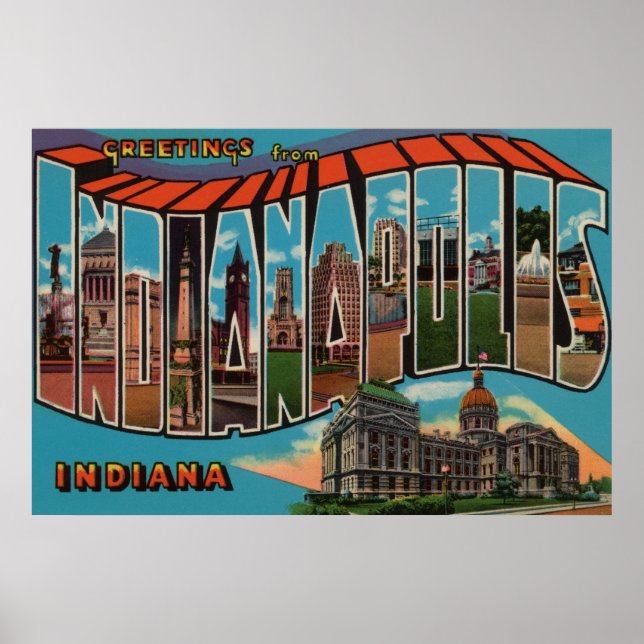 Poster Indianapolis, Indiana (Immeuble Capitale) (Devant)