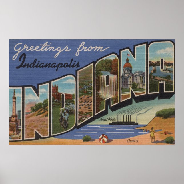Poster Indianapolis, Indiana (Steel Mills/Sand Dunes) (Devant)