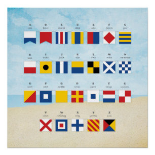 Poster Indicateur nautique Alphabet et plage