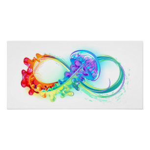 Poster Infini avec méduse arc-en-ciel