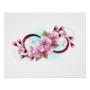 Poster Infinité avec les fleurs Sakura
