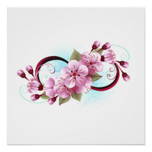 Poster Infinité avec les fleurs Sakura