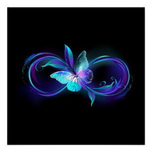 Poster Infinité brillante avec papillon magique