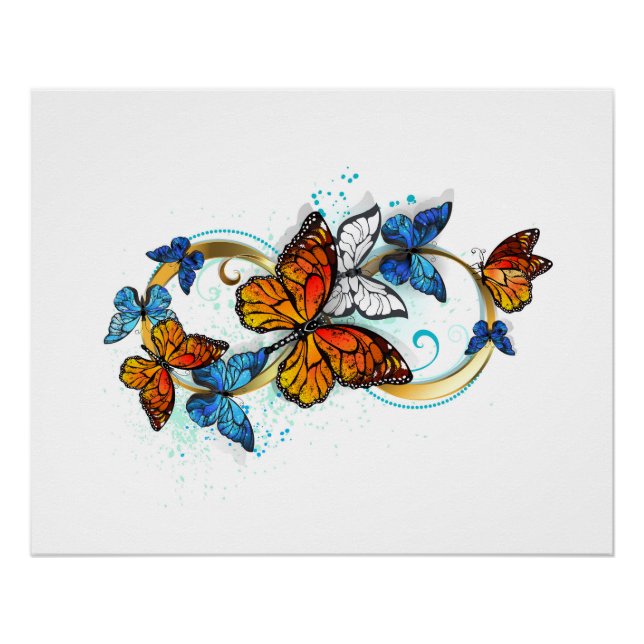 Poster Infinité de papillons monarques (Devant)