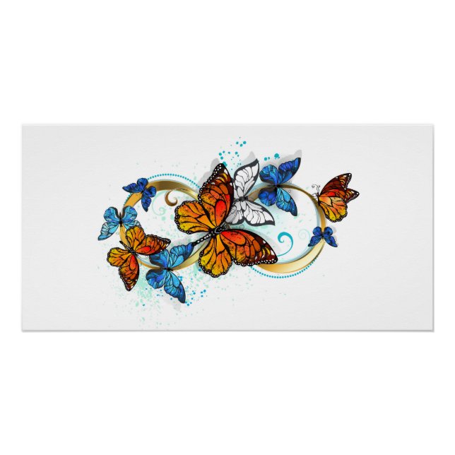 Poster Infinité de papillons monarques (Devant)