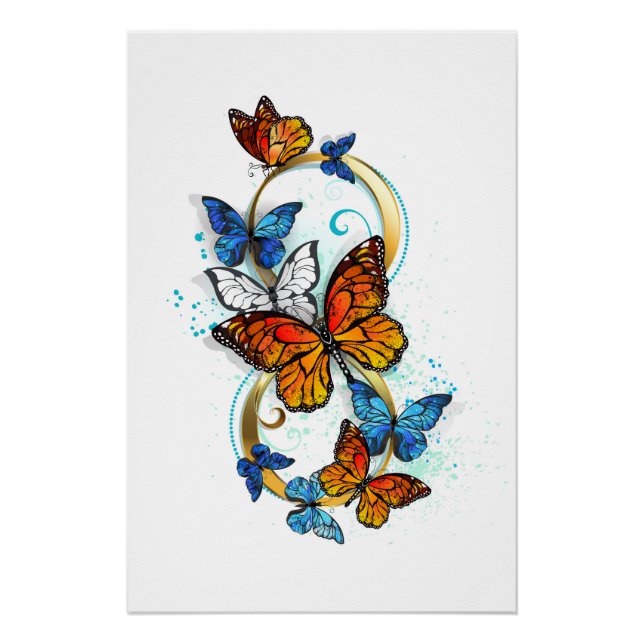 Poster Infinité de papillons monarques (Devant)