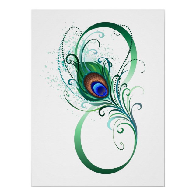 Poster Infinity Symbol with Peacock Feather (Devant)