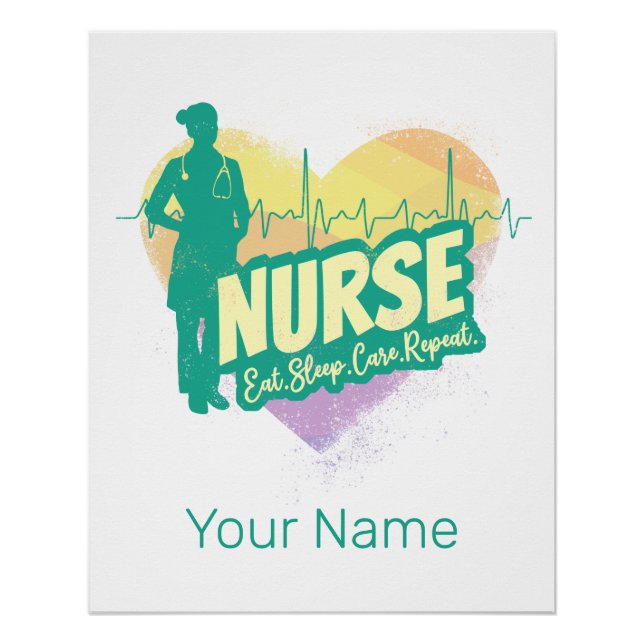 Poster Infirmière Design Vintage avec Motif de Battement  (Devant)