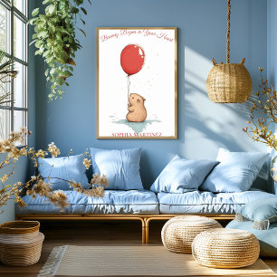 Poster Infirmière personnalisée - Capybara & Ballons roug