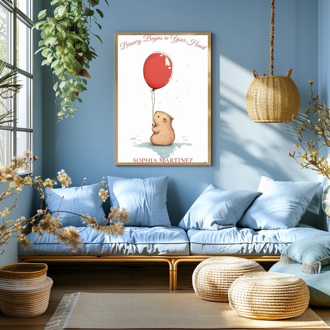 Poster Infirmière personnalisée - Capybara & Ballons roug (Créateur téléchargé)